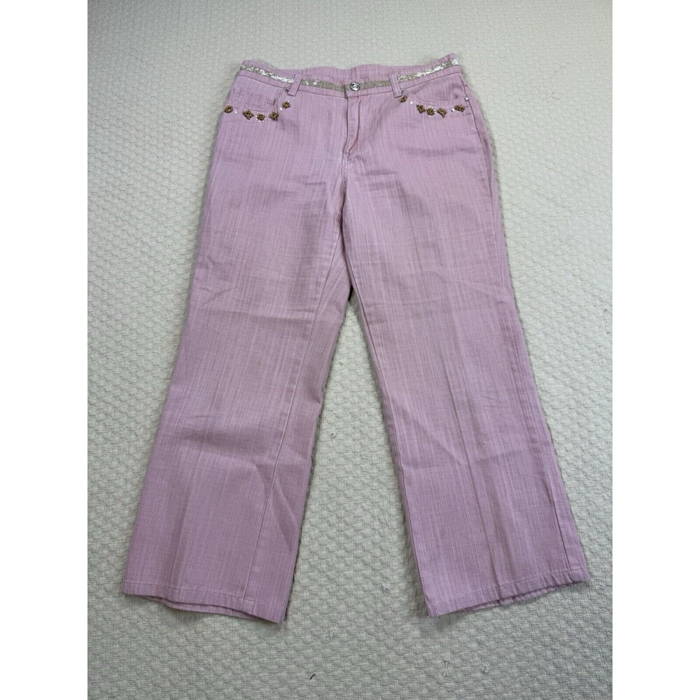 Nancy Bolen Hippie Jeans Embellished Mid Rise City Girl | Pink | Size 10 - Picture 3 of 13